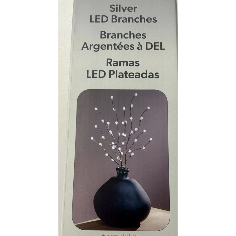 Evergreen 32” LED Bubble Lights Décor Natural Branches, Silver, 2 Pack 4… - Picture 7 of 8
